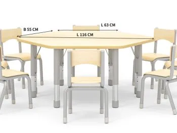 Trapez table Owlaf in grey dimensions with chair Owlaf Trapez table Owlaf in grey dimensions with chair Owlaf